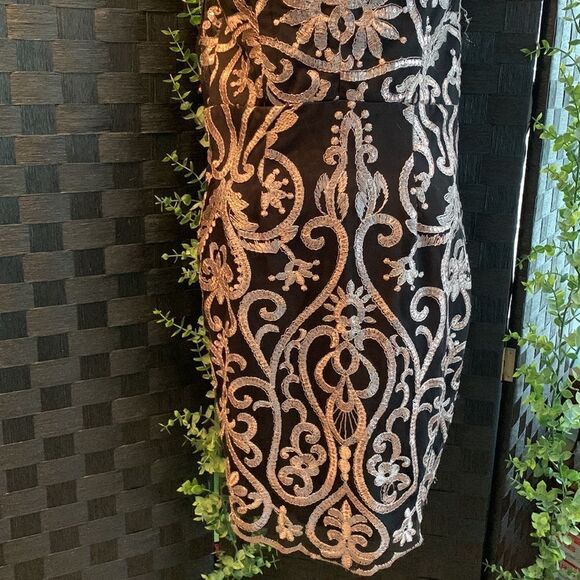 Soieblu Size Medium evening/party Dress.  Black lining with pink detailed lace - Picture 2 of 15